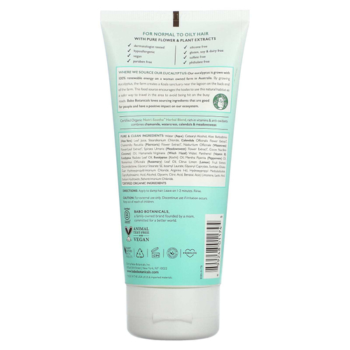 Babo Botanicals, Кондиционер на растительной основе с эвкалиптом, для нормальных и жирных волос, 180 мл (6 жидк. унц.)