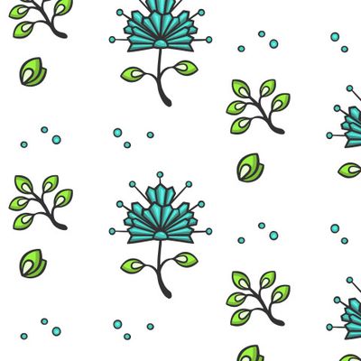 bright pattern with blue cornflowers flowers, vector illustration