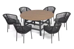 "Рио" обеденная группа на 6 персон, стол HPL "дуб", цвет темно-серый