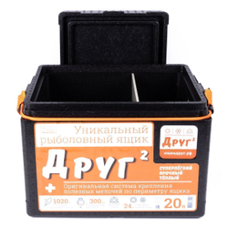 Рыболовный ящик Camping World "Друг-2+" (20 литров) оригинальная система крепления, чёрный