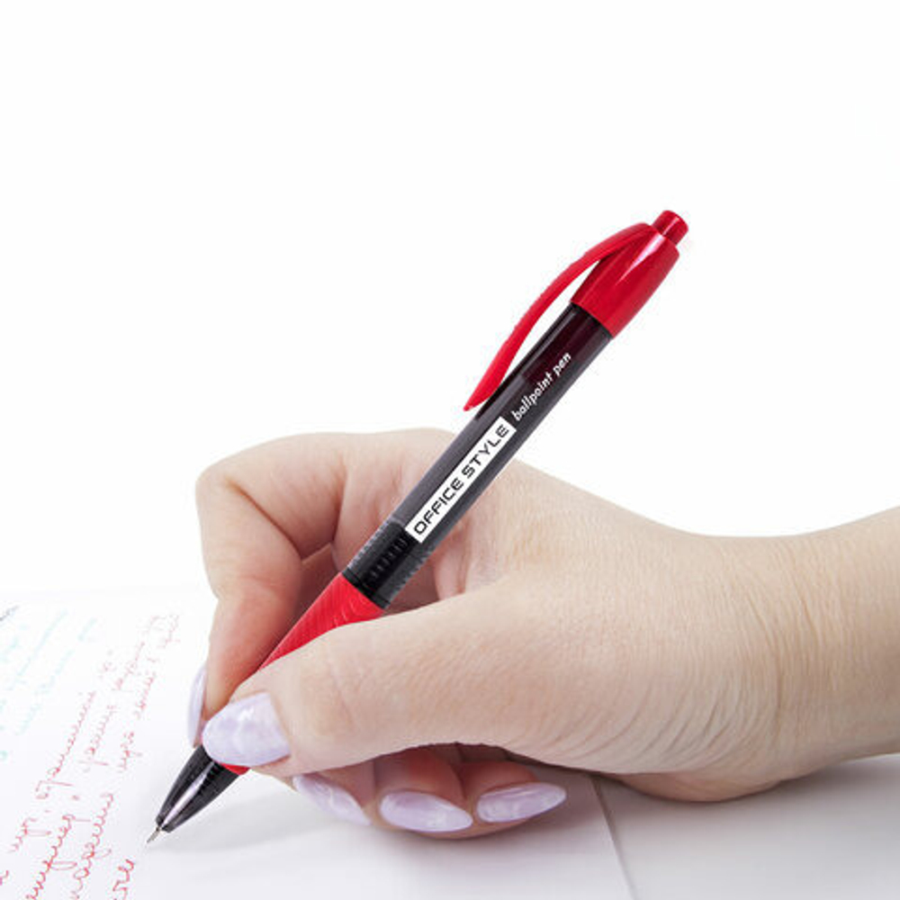 Ручка шариковая автоматическая БРАУБЕРГ узел 0,7/лин. письма 0,35 мм красная Офис стайл (144211 )