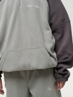 Drawstring Half-Zipped Sweatshirt Double Grey