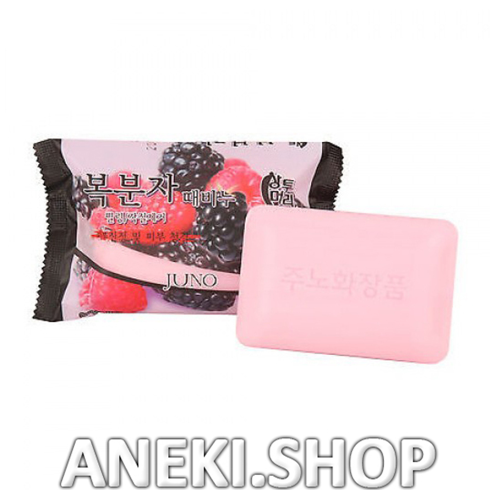 Мыло косметическое отшелушивающее с ароматом малины 150 г Juno Sangtumeori Peeling Soap Rubus Coreanus
