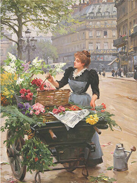 Основа с рисунком   для вышивания лентами "Цветочница"