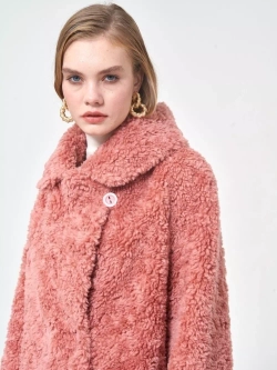 Шуба женская из овечьей шерсти чебурашка тедди, SilverFox (арт. S1188rm012bz)