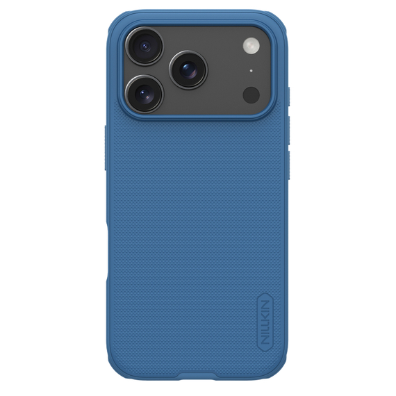 Противоударный чехол синего цвета от Nillkin для смартфона iPhone 17 Pro, серия Super Frosted Shield Pro