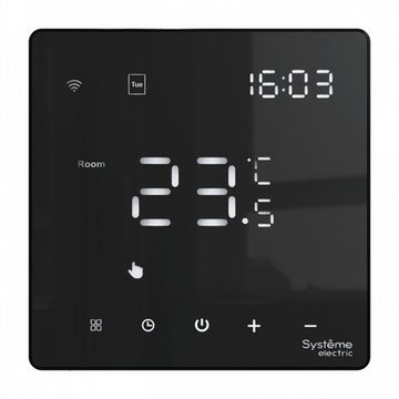 Термостат программируемый ArtGallery 16А с Wi-Fi для электрич. теплого пола моноблочный черн. SE GAL001038