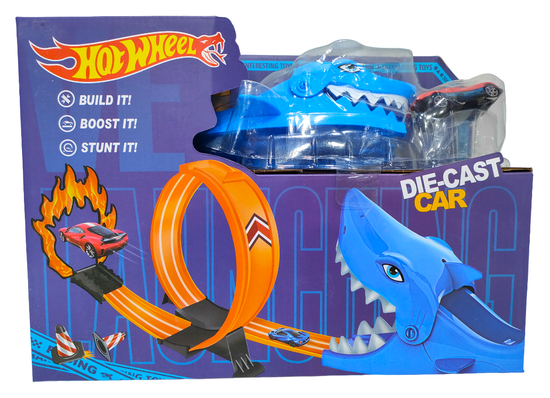 АвтоТрек Hot Whell  "Акула-Монстр"  мертвая петля с автопуском +  машинкой