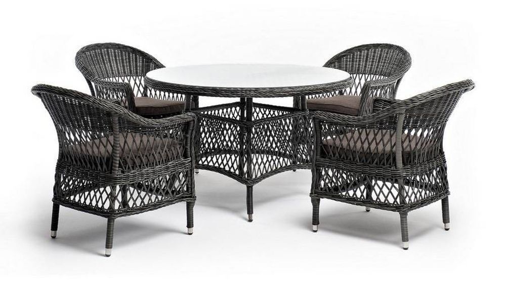 "Дольче" обеденная группа из искусственного ротанга, цвет графит