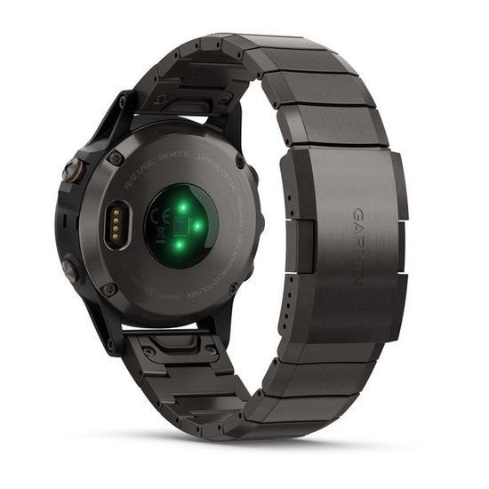 Мужские мультиспортивные часы Garmin Fenix 5 Plus Sapphire - титановый серый DLC с титановым DLC ремешком 010-01988-03