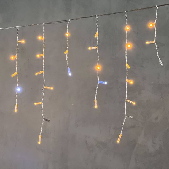 Светодиодная бахрома с колпачком 3,1*0,5 м., 120 желтых LED ламп, мерцание, прозрачный провод ПВХ, IP65, LTC (PIL120BLWCAP-10-2Y)