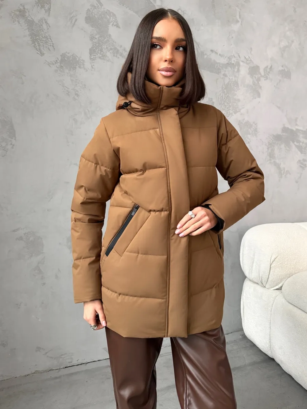 Куртка весенняя удлиненная с капюшоном