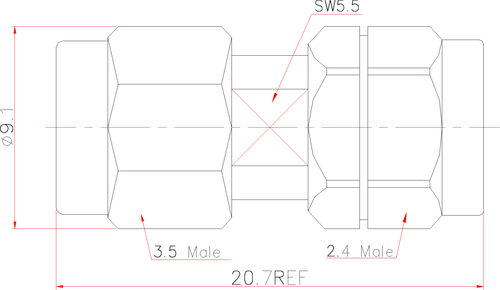 LF-3.5M-2.4M-33G, Коаксиальный переходник (3.5 mm - 2.4 mm)