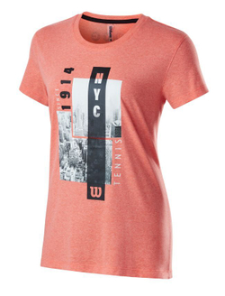 Женская теннисная футболка Wilson New York City Aerial Tech Tee W - fiery coral