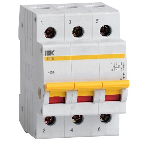 Рубильник модульный ВН-32 3Р 32А трехфазный ИЭК (выключатель нагрузки) MNV10-3-032