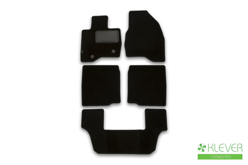 Коврики в салон для FORD Explorer, 2015-2017, 2017-2019, кроссовер, 5 шт. (текстиль) KLEVER021670101210KH