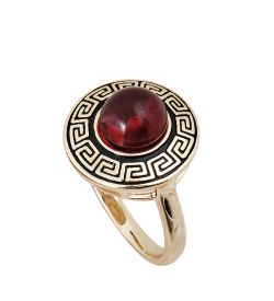 AM-3940/1 Комплект серьги с кольцом (латунь, янтарь)