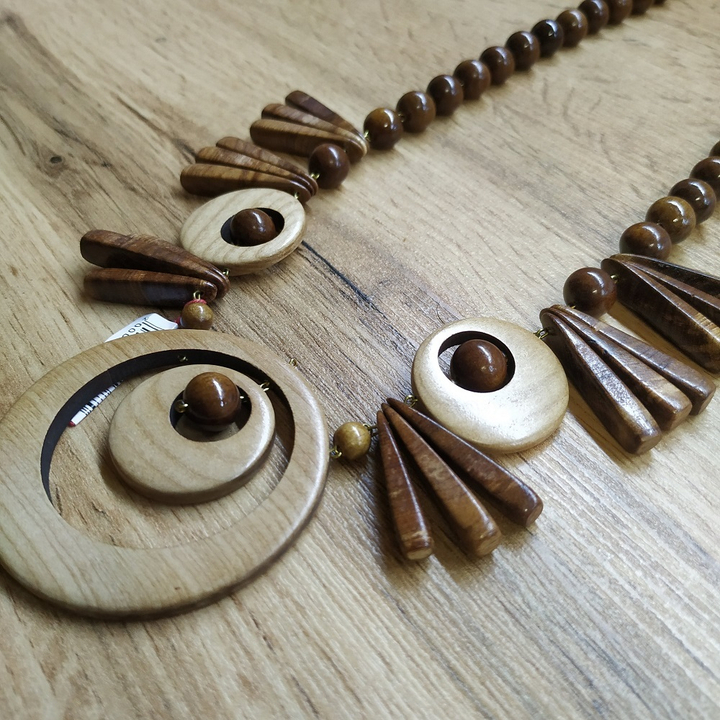 Колье Ангелина, дерево, цвет красно-кор., светло-кор., 58 см 313870