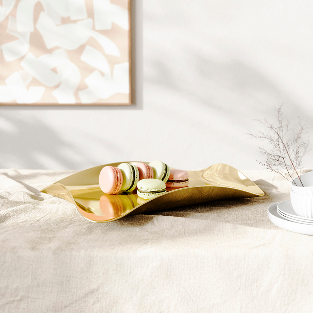 Поднос для сервировки wave, латунь