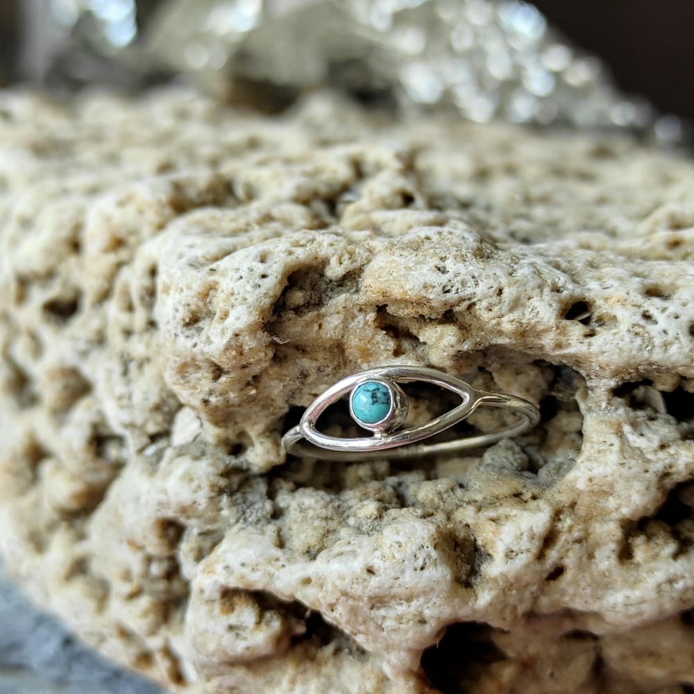 Кольцо ОКО, бирюза/серебро
