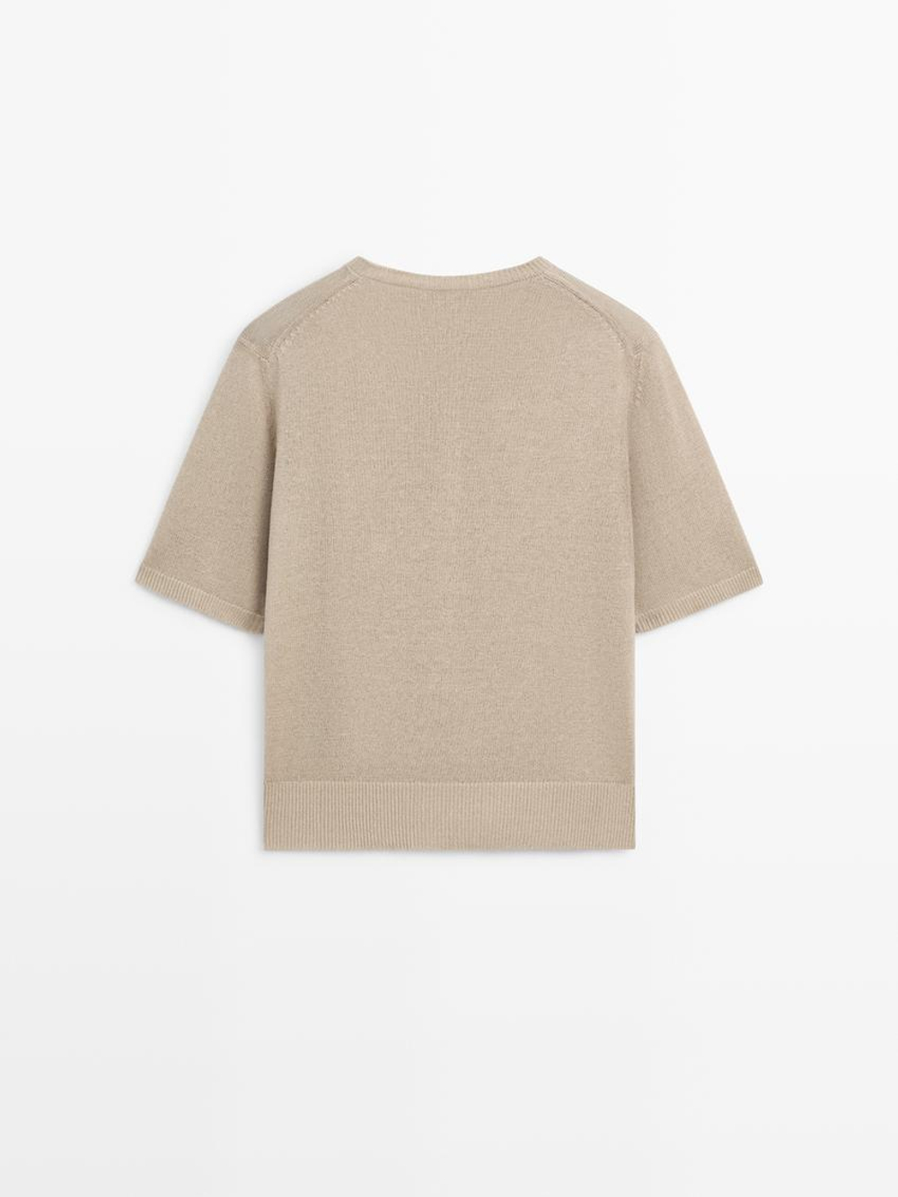 Massimo Dutti Кардиган с короткими рукавами из смесовой льняной ткани, светло-зеленый