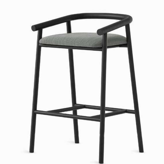 Полубарный стул Alter, 65 см, черный с серой обивкой