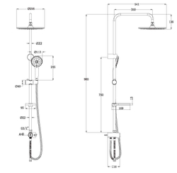 Душевой гарнитур Lemark LM8809C с фиксированной высотой штанги и верхней душевой лейкой "Тропический дождь"