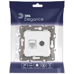 Розетка ЭРА Elegance 14-3110-01М RJ45+TV, белый матовый