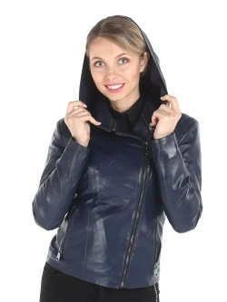 Куртка женская из натуральной кожи с капюшоном трансформер