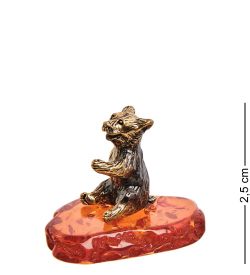 AM-3110 Фигурка «Медвежонок попрошайка» (латунь, янтарь)