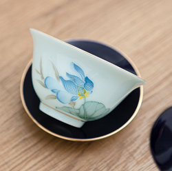 278182 Гайвань ЛОТОС 130 мл , фарфор белый-синий