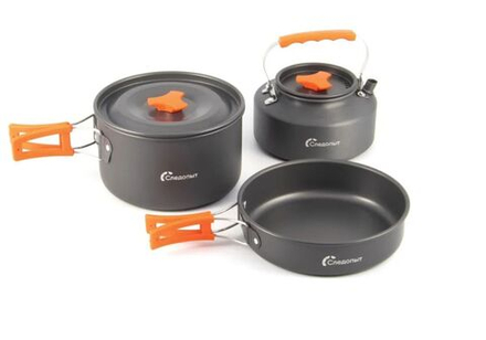 Набор посуды Следопыт-Optimum,на 3 персоны,анодир.алюм.,в чехле