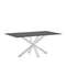 Argo Стол обеденный с белыми ножками из стали и столешницей из черного стекла 180x100