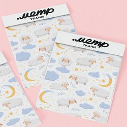 Ткань шелк Армани овечки в облаках