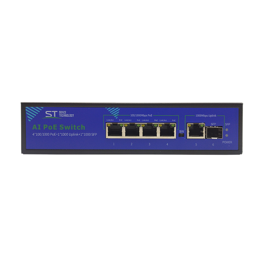 Коммутатор 4 PoE порта ST-S42POE(4G/1G/1S/65W/А) PRO (версия 2)