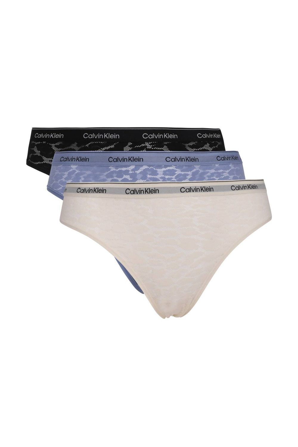 Кружевное трусики-бразилианки 3 шт. Calvin Klein Underwear - черный(000QD5225E)