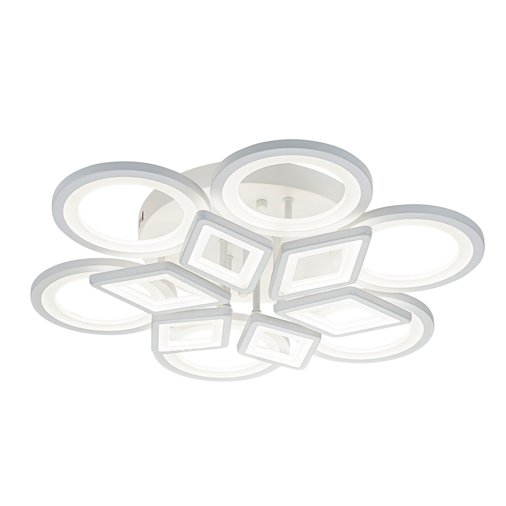 Потолочный светодиодный светильник 160Вт, 11076Лм, 3000-6500К, Ra>80, плавная регулировка мощности, изменение цветовой температуры, ночник, пульт, металл/акрил, белый