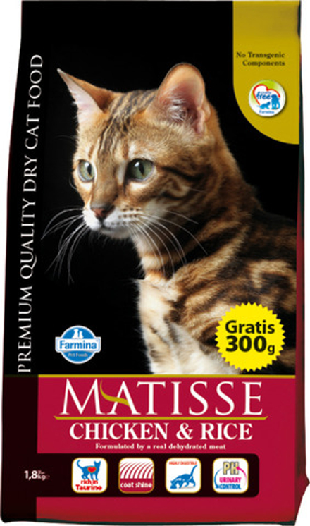 Farmina 1.5кг Matisse Сухой корм для взрослых кошек Курица и рис