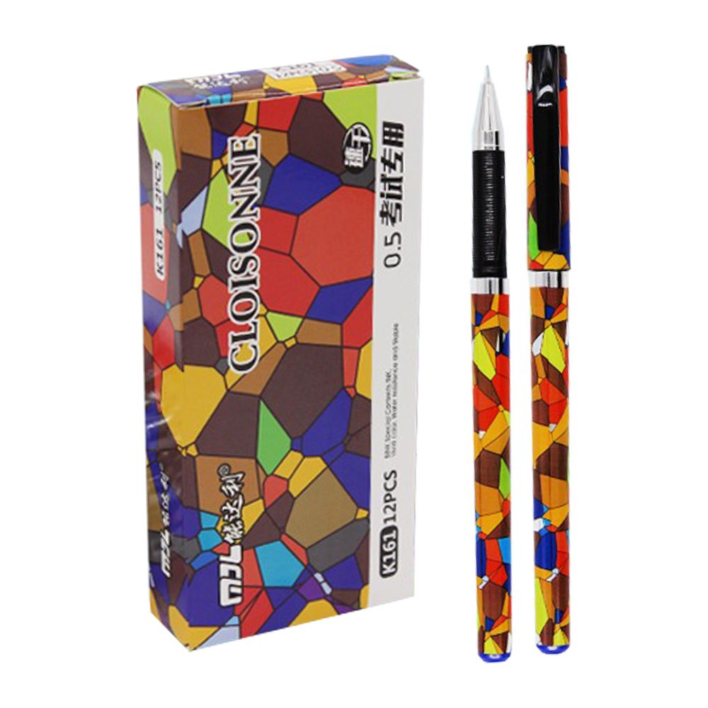 Ручка гелевая, Nengdali, синие чернила, серия "Графика", с круглым разноцветным корпусом, 12 шт Ручка гелевая, Nengdali, синие чернила, серия "Графика", с круглым разноцветным корпусом, 12 шт