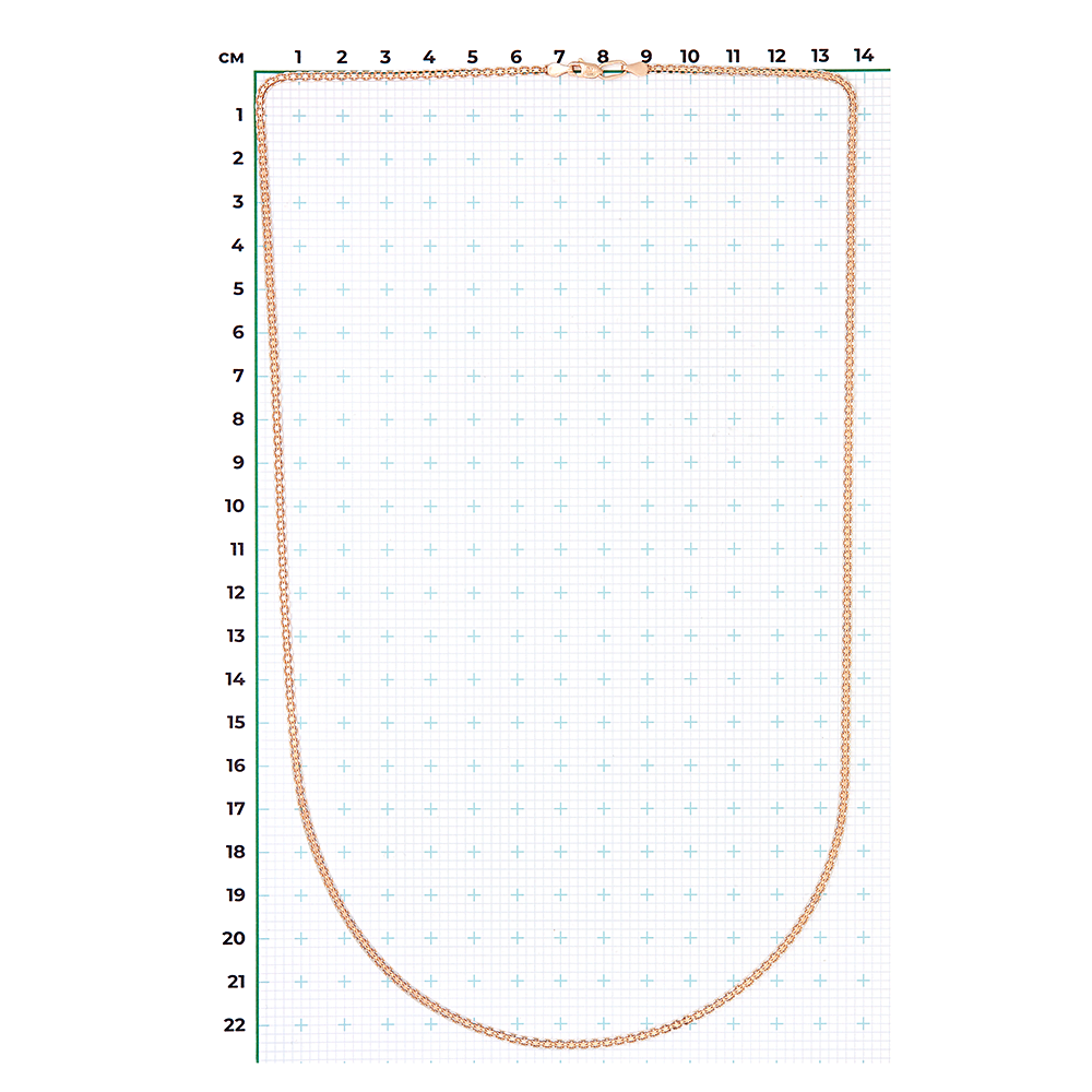 Цепь из красного золота с алмазной гранью (плетение «Бисмарк двойной якорь»)