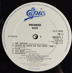 Винтажная виниловая пластинка LP Sade Promise (UK 1987)