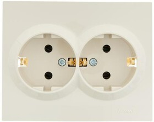 Розетка 2-м СП VESNA с заземл. кремов.