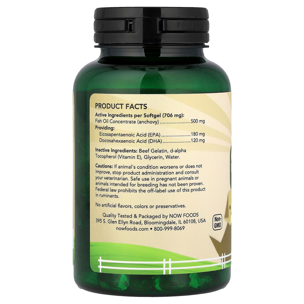 NOW Foods, Pets, мини-капсулы с омега-3, для собак и кошек, со вкусом рыбы, 150 капсул, 106 г (3,74 унции)