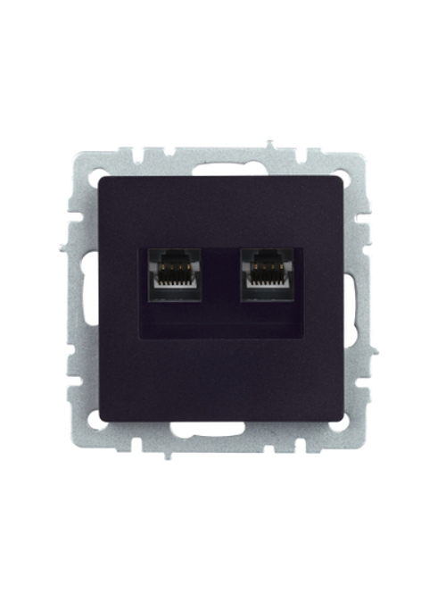 BRITE Розетка двойная RJ11+RJ45 кат.5E РК/Т12-БрЧ черный IEK
