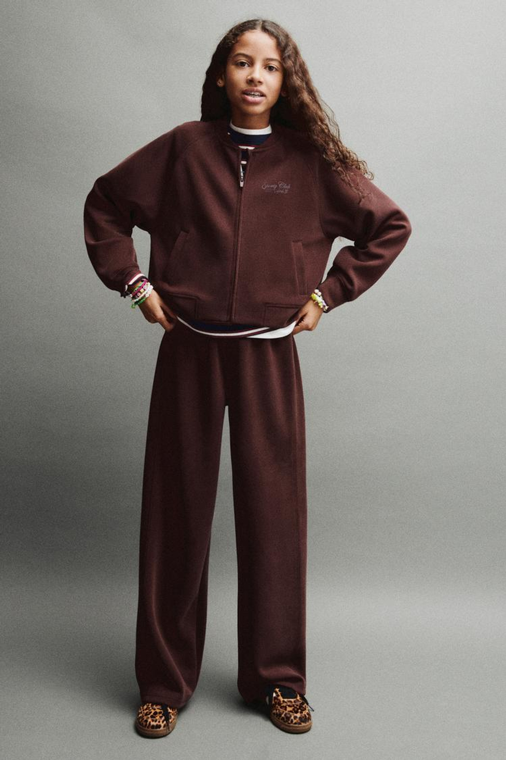 ZARA СПОРТИВНЫЕ БРЮКИ WIDE LEG, ВИННЫЙ