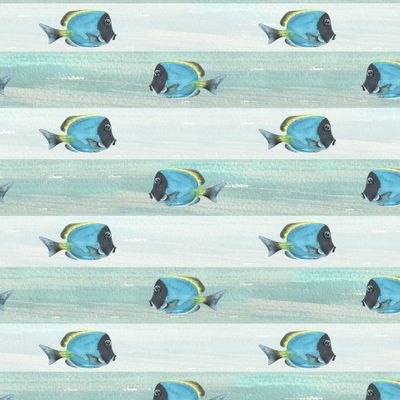 синие тропические рыбки на полосатом фоне