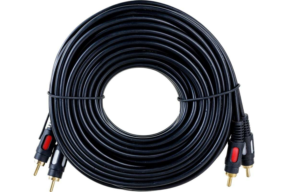 Шнур REXANT 2 RCA - 2 RCA, длина 10 метров, черный 17-0148