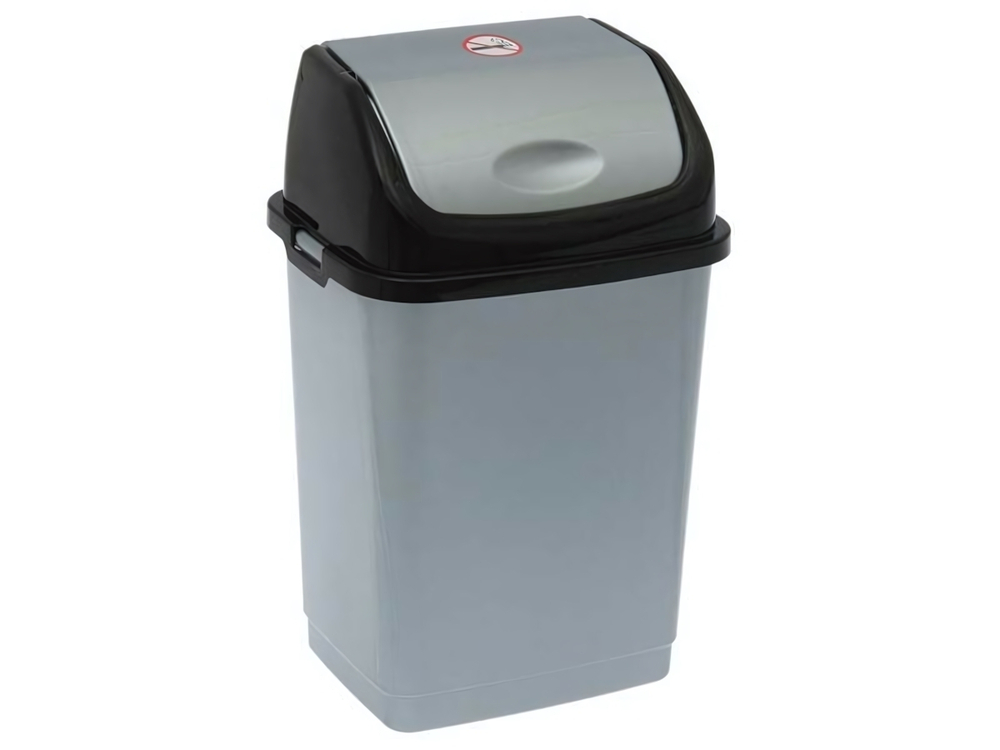 Ведро для мусора 8л "Камелия" серебр.перл/черный