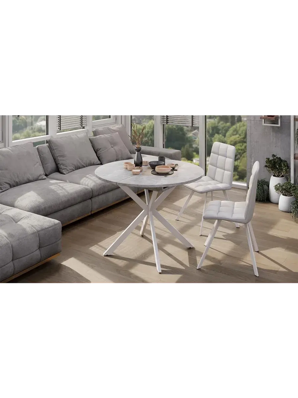 Стол кухонный Белый муар 100(131)х100х75 см