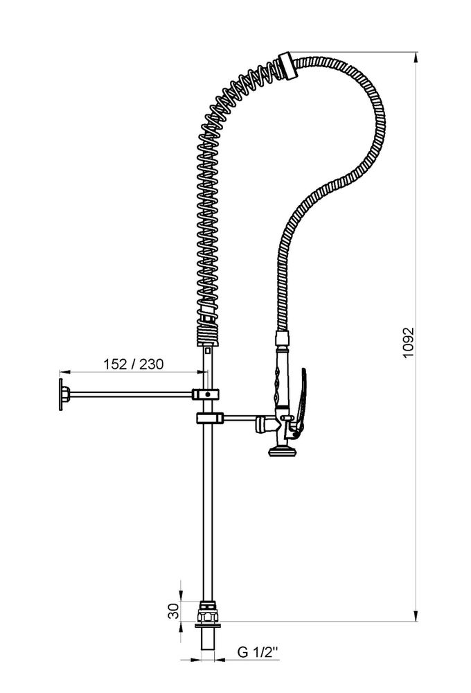 Кран профессиональный с гибким изливом NOFER 07101.2.B глянцевый
